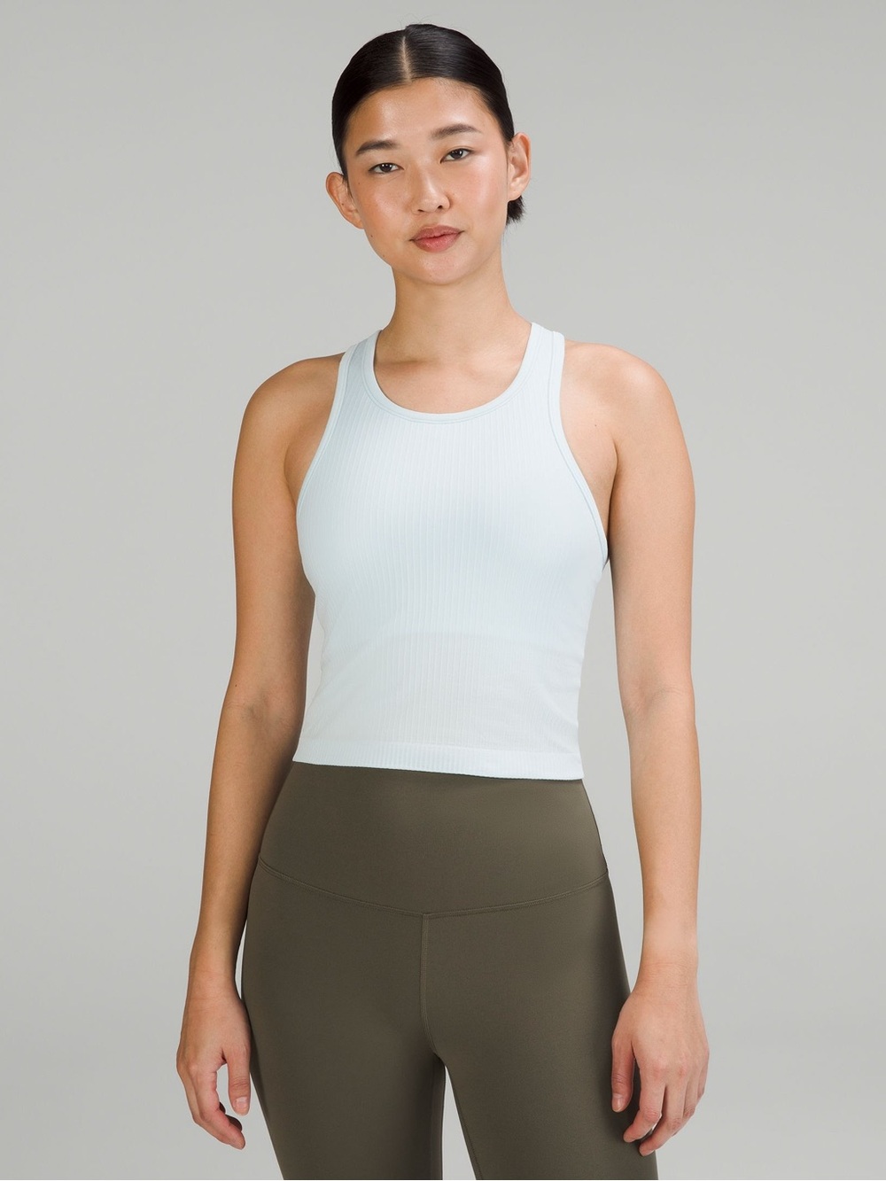 Lululemon Ebb to Flow Cropped Racerback Tank Top in Powder Blue